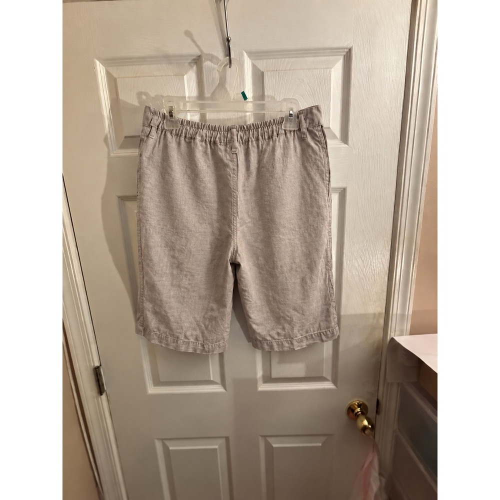 ACHfit Men's XL Oatmeal Beige Linen 2-Piece Shirt Shorts Set Elastic Waist - Picture 6 of 6